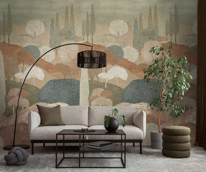 The Wall 4 - Hybrid Wallpaper Mural - Abstract Trees