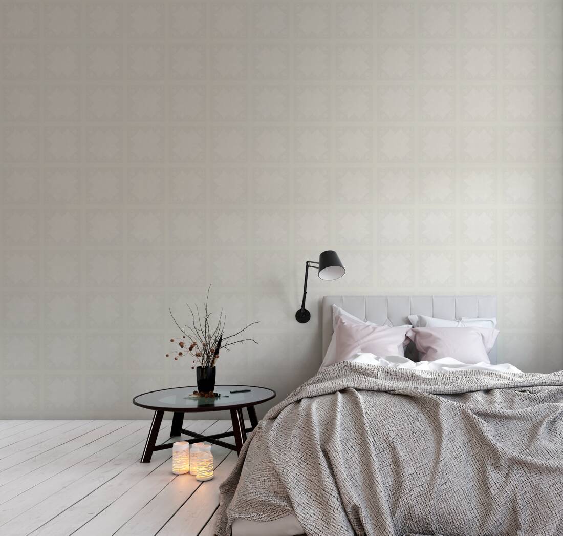 Paisley Block Heavy Weight Wallpaper  - White