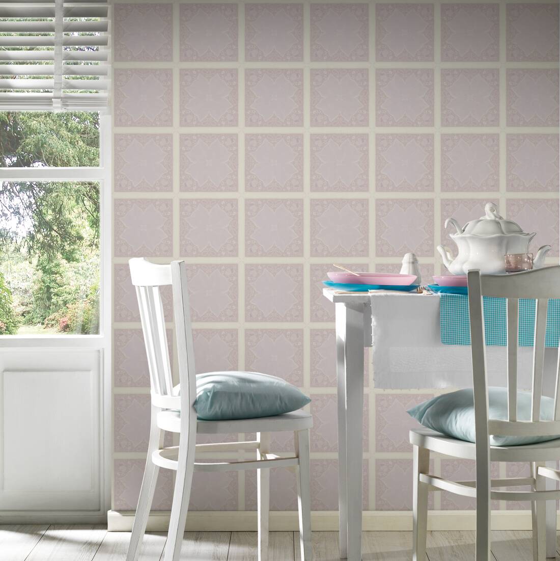 Paisley Block Heavy Weight Wallpaper  - Pink