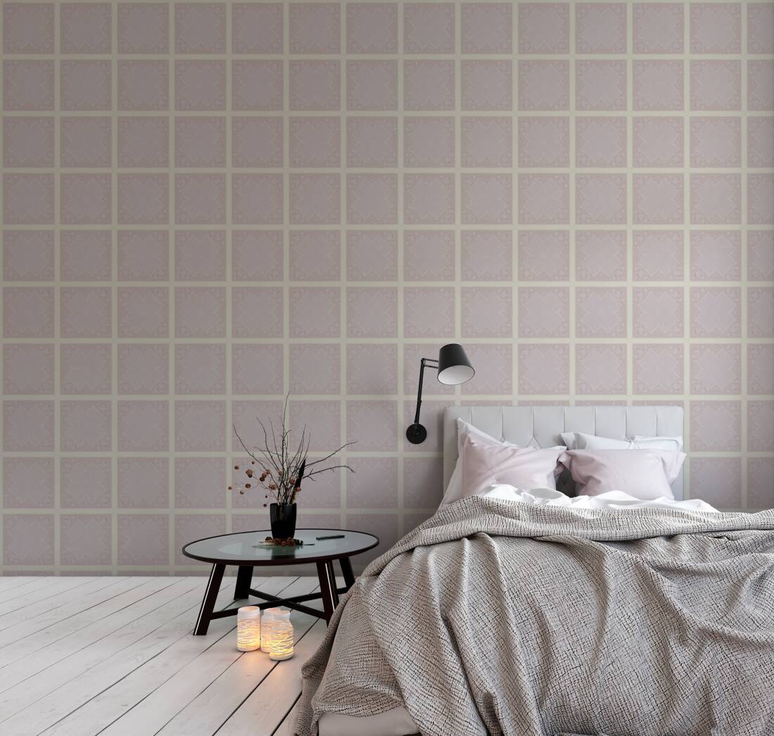 Paisley Block Heavy Weight Wallpaper  - Pink
