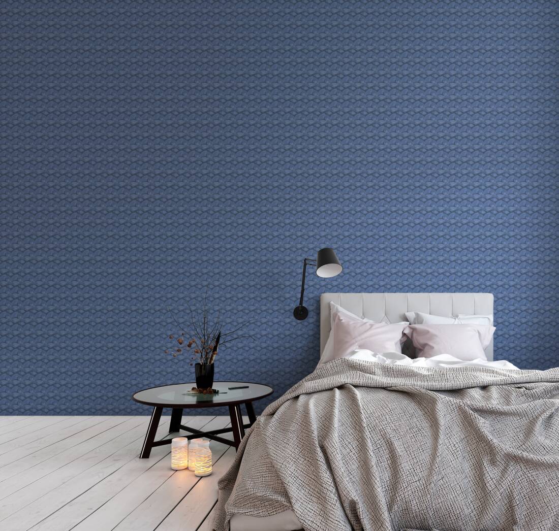 Deco Fanfare Heavy Weight Wallpaper - Blue