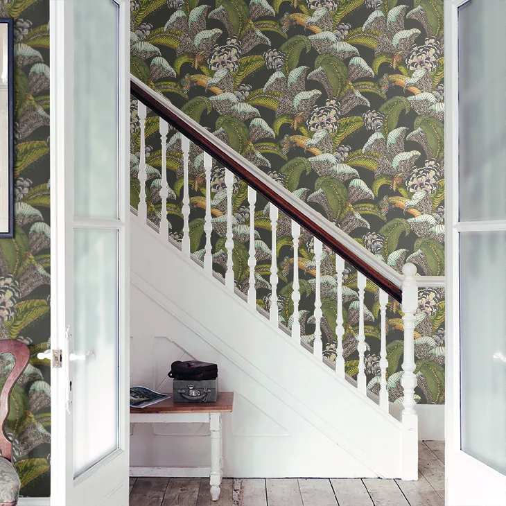 Hoope Wallpaper - Olive Green on Black