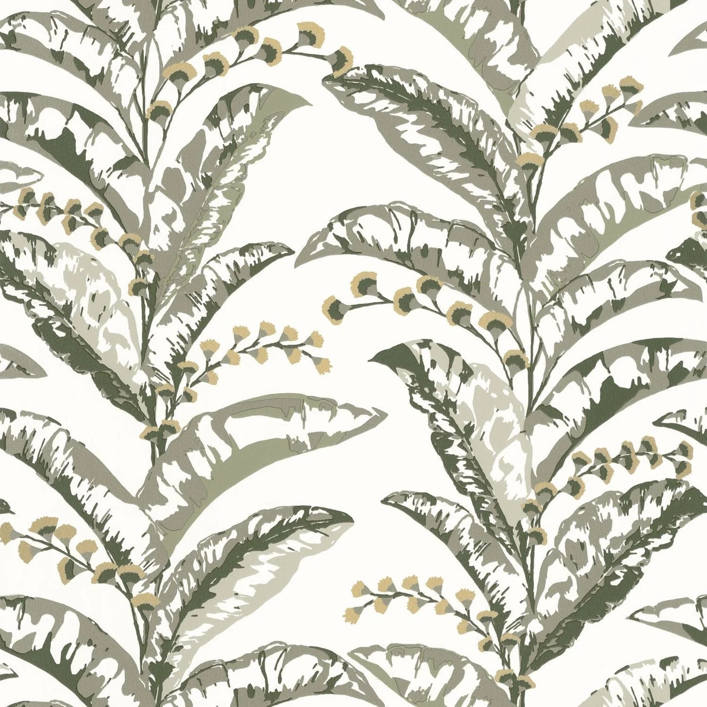 Escapade Epopee Wallpaper - Sage Green/White