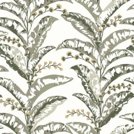 Escapade Epopee Wallpaper - Sage Green/White