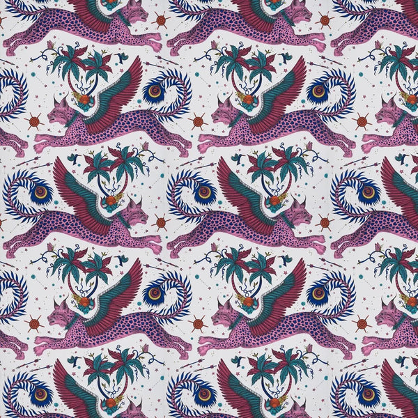 Sample - Lynx by Emma Shipley Wallpaper - Magenta