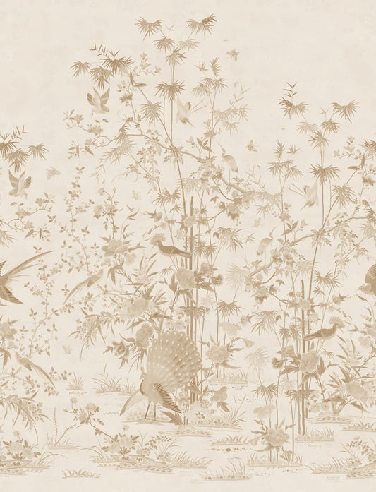 Garden of Serenity - Custom Sized Wallpaper Mural (per m2) - Beige