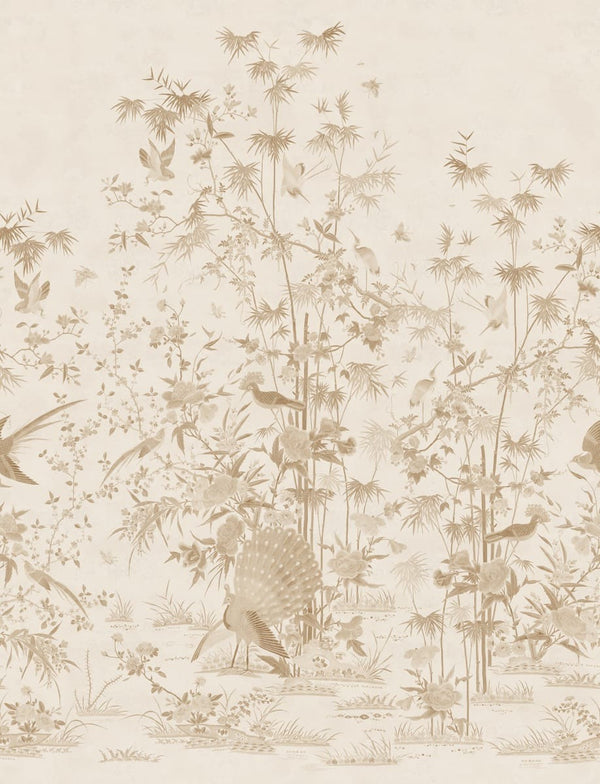 Sample - Garden of Serenity - Custom Sized Wallpaper Mural (per m2) - Beige