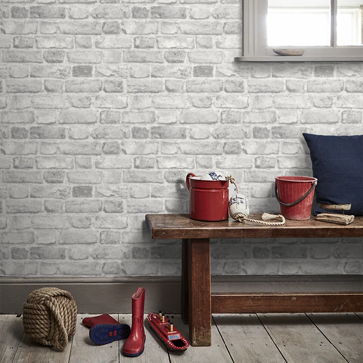 Vintage Brick Wallpaper - Grey