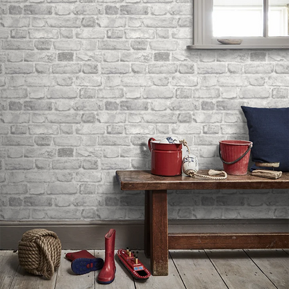 Vintage Brick Wallpaper - Grey