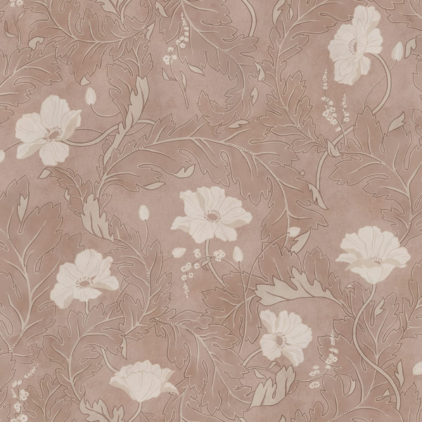Sample - Poppy Garden Wallpaper Mural - Blush