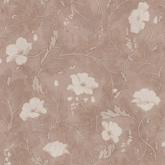 Poppy Garden Wallpaper Mural - Blush