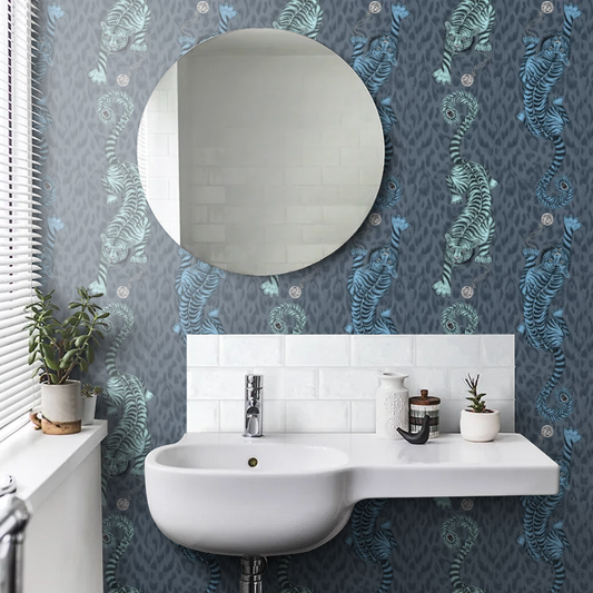 Tigris Wallpaper - Navy
