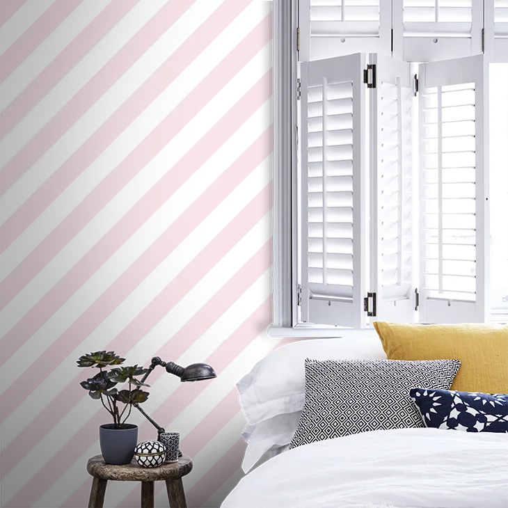 Large Diagonal Stripes Wallpaper - Pink