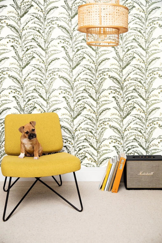 Escapade Epopee Wallpaper - Sage Green/White