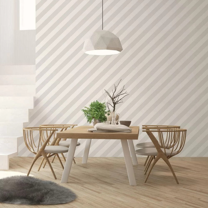 Large Diagonal Stripes Wallpaper - Grey