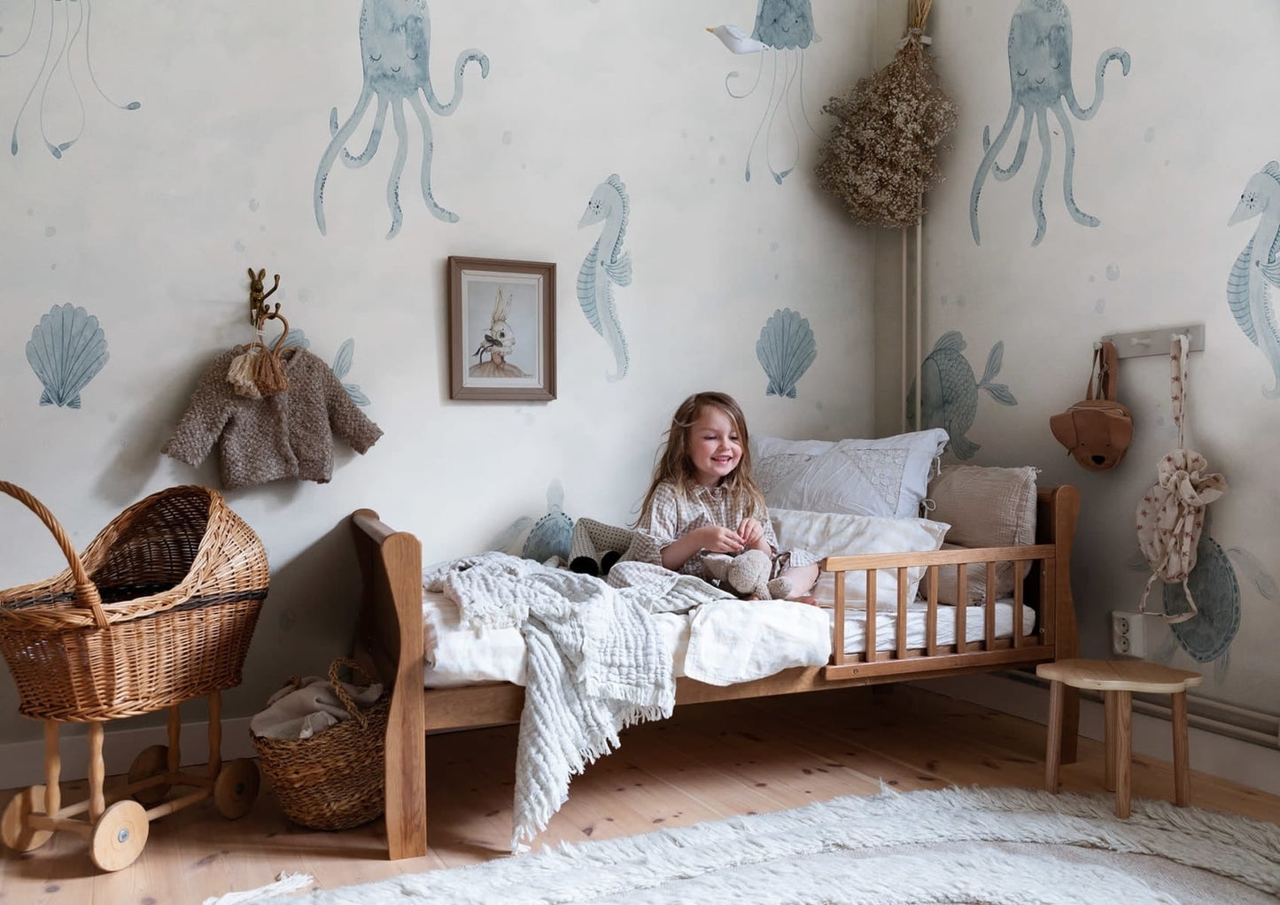 Alice Ocean - Custom Sized Wallpaper Mural (per m2) - Blue