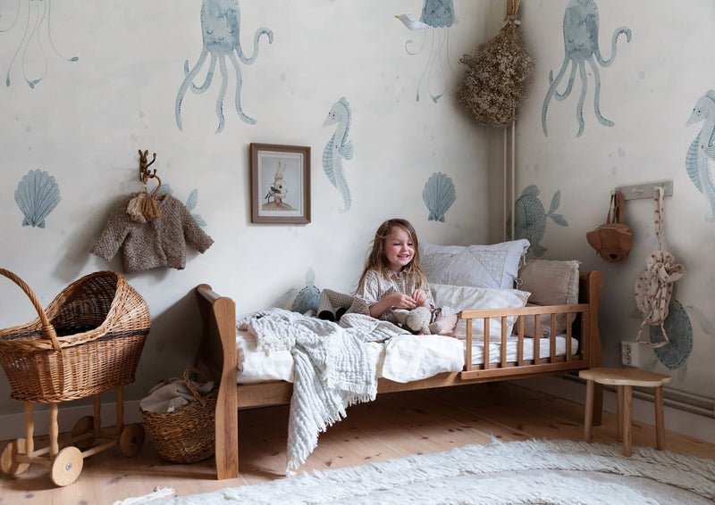 Alice Ocean - Custom Sized Wallpaper Mural (per m2) - Blue