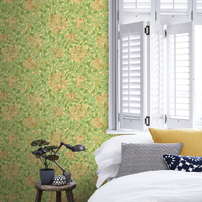 Honeysuckle Wallpaper - Green/Beige/Pink