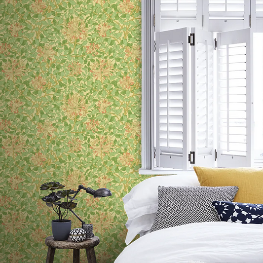 Honeysuckle Wallpaper - Green/Beige/Pink
