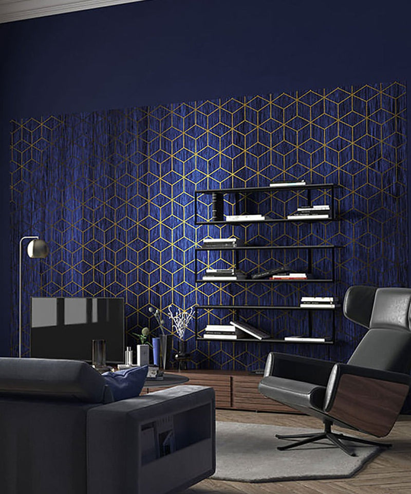 Mystique Vert - Blue - Custom Sized Wallpaper Mural (per m2)