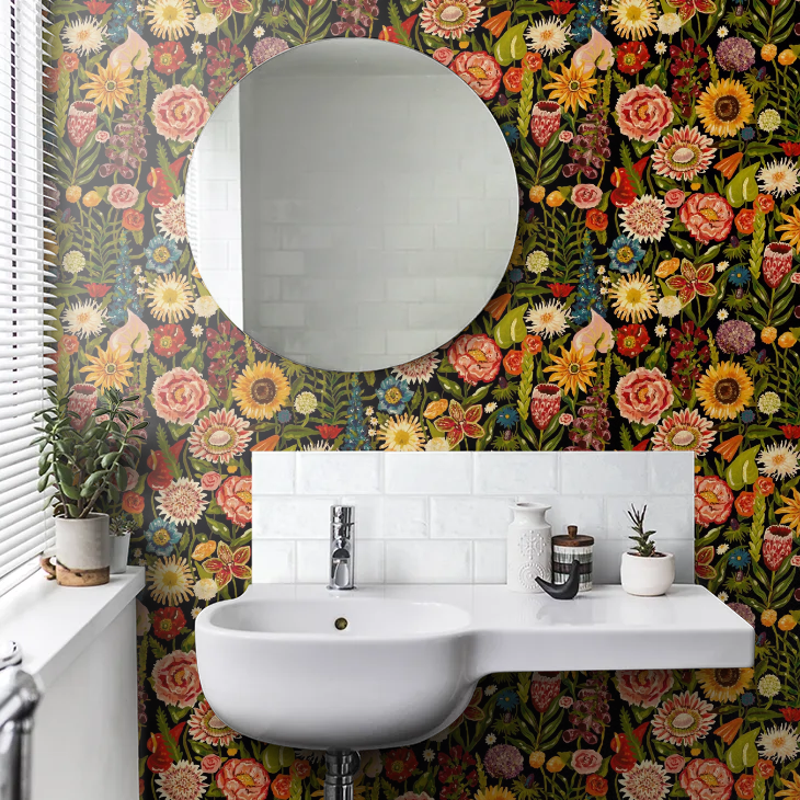 Utopia Floral Wallpaper - Jet