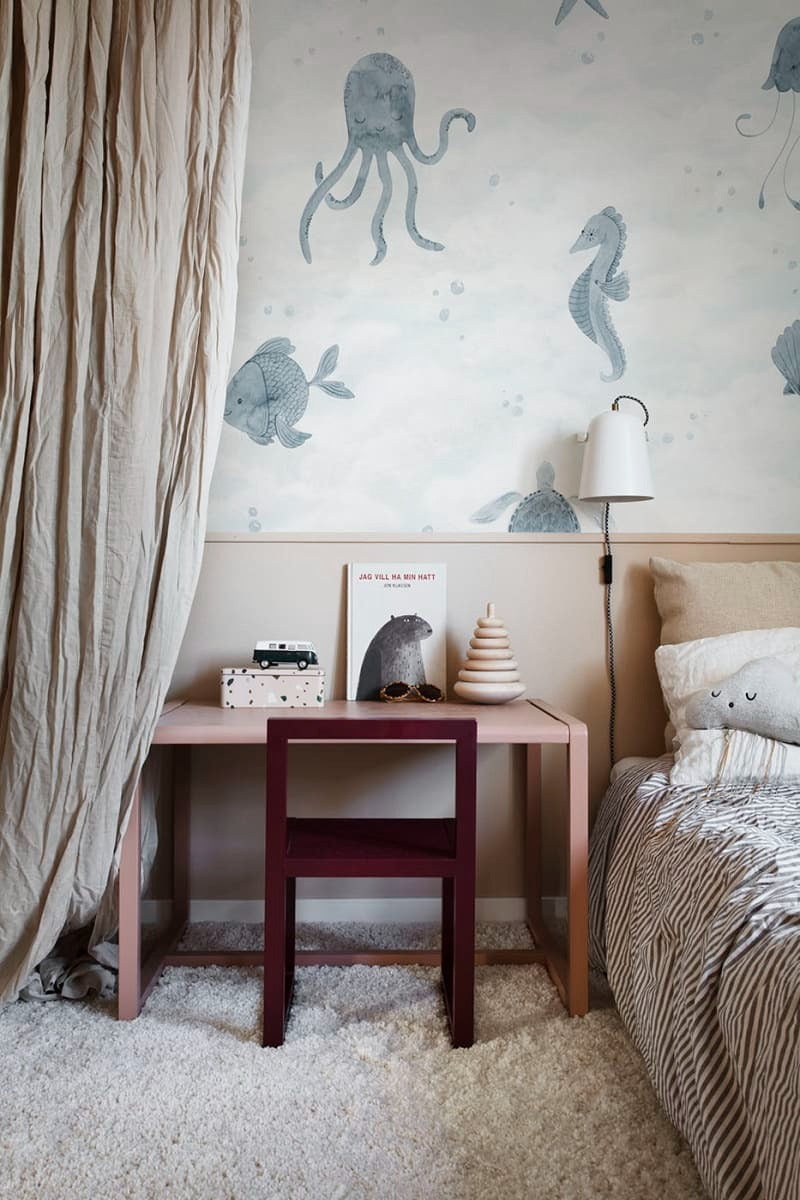 Alice Ocean - Custom Sized Wallpaper Mural (per m2) - Blue