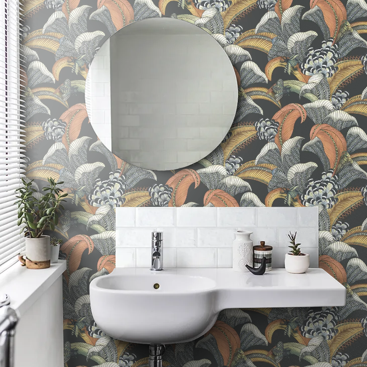 Hoope Wallpaper - Terracotta Charcoal