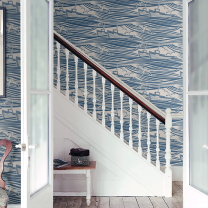 Whitby Boat Wallpaper - Denim
