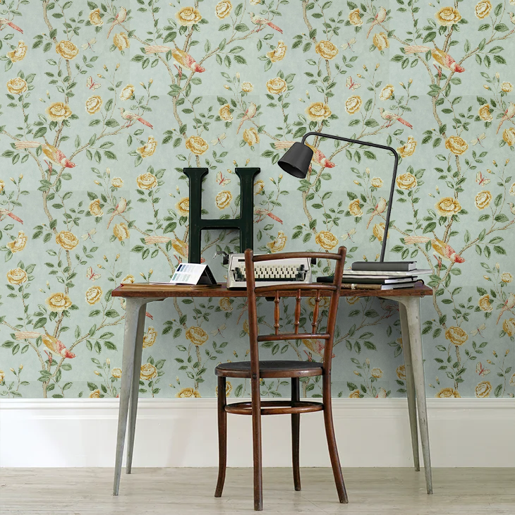 Andhara Wallpaper - Seaglass and Lemon