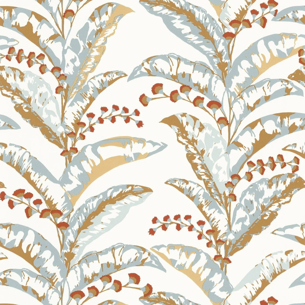 Sample - Escapade Epopee Wallpaper - Gold/Pastel Blue
