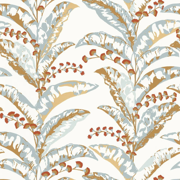 Sample - Escapade Epopee Wallpaper - Gold/Pastel Blue
