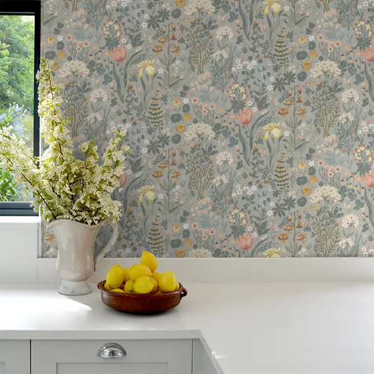 Bloomsterhav Wallpaper - Sage Grey