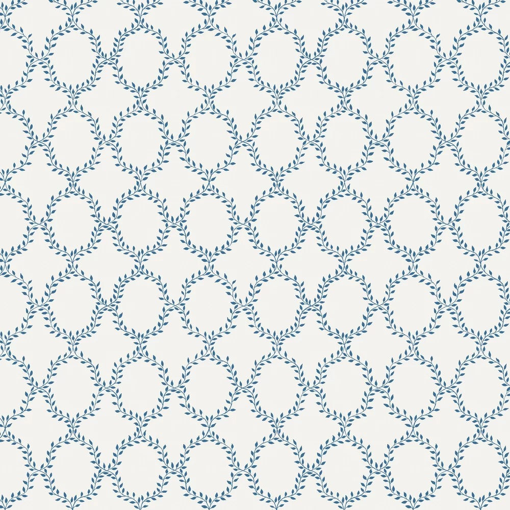 Wilma Wallpaper - White Blue