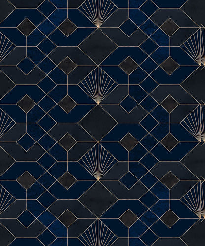 Deco Obsidian - Blue - Custom Sized Wallpaper Mural (per m2)