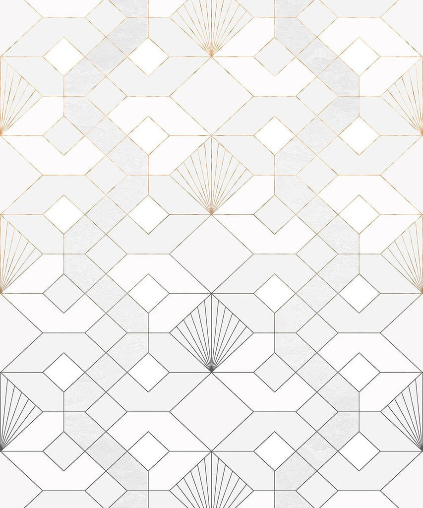 Deco Obsidian - Grey - Custom Sized Wallpaper Mural (per m2)