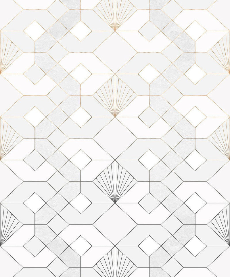Deco Obsidian - Grey - Custom Sized Wallpaper Mural (per m2)