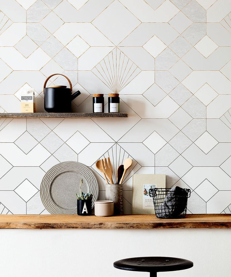 Deco Obsidian - Grey - Custom Sized Wallpaper Mural (per m2)