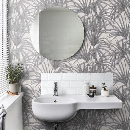 Glitter Palm Leaf Wallpaper - Dark Grey