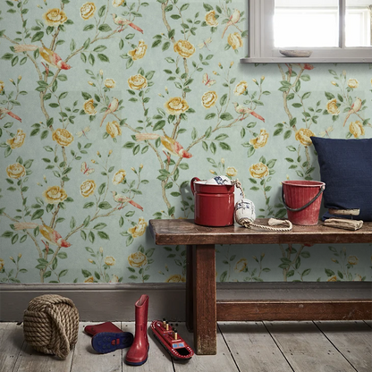 Andhara Wallpaper - Seaglass and Lemon