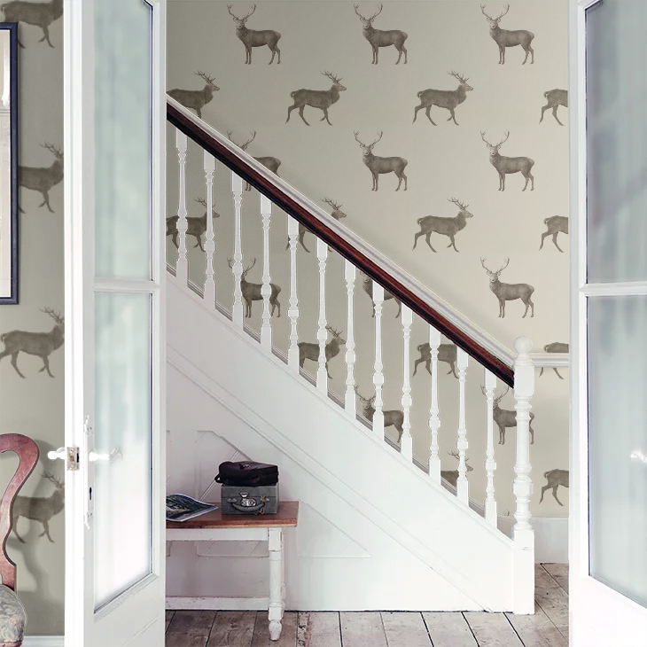 Evesham Deer Wallpaper - Birch Beige