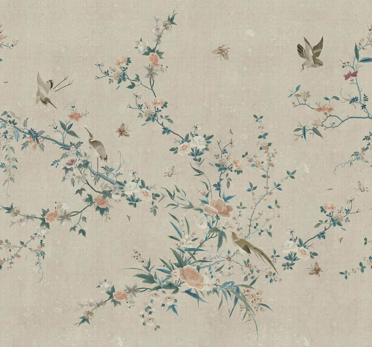 Sample - Whispering Blooms - Custom Sized Wallpaper Mural (per m2) - Grey