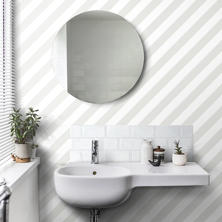 Large Diagonal Stripes Wallpaper - Grey