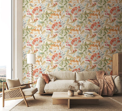 Florence Floral Riot Wallpaper - Ink/Fushcia