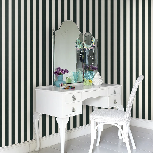 Sample - Narrow Stripes Wallpaper - Black & White