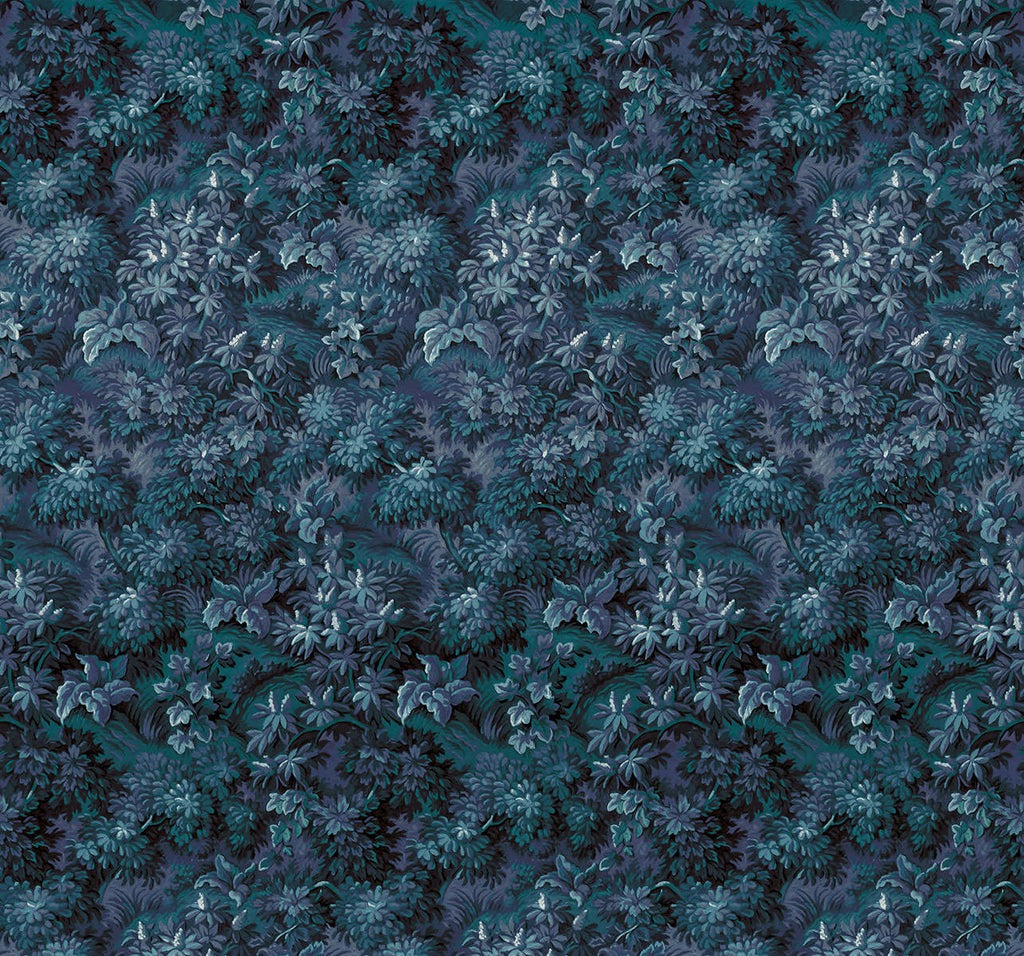Verdant Grove - Midnight Blue - Custom Sized Wallpaper Mural (per m2)
