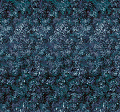 Verdant Grove - Midnight Blue - Custom Sized Wallpaper Mural (per m2)