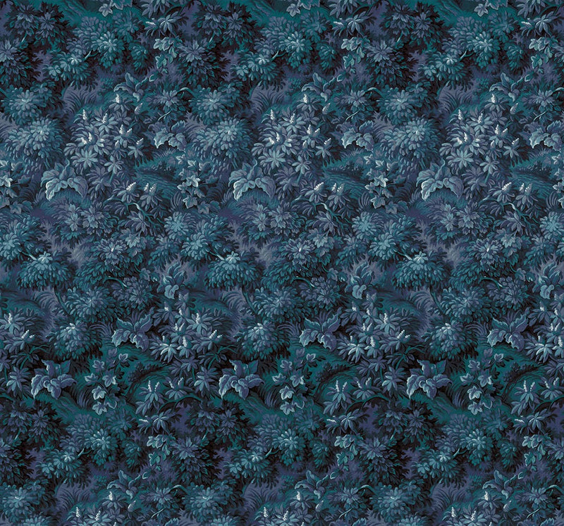Verdant Grove - Midnight Blue - Custom Sized Wallpaper Mural (per m2)