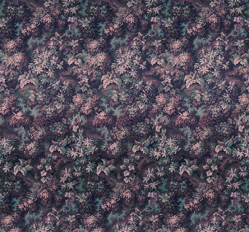 Verdant Grove - Midnight Pink - Custom Sized Wallpaper Mural (per m2)