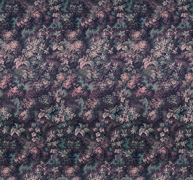 Verdant Grove - Midnight Pink - Custom Sized Wallpaper Mural (per m2)