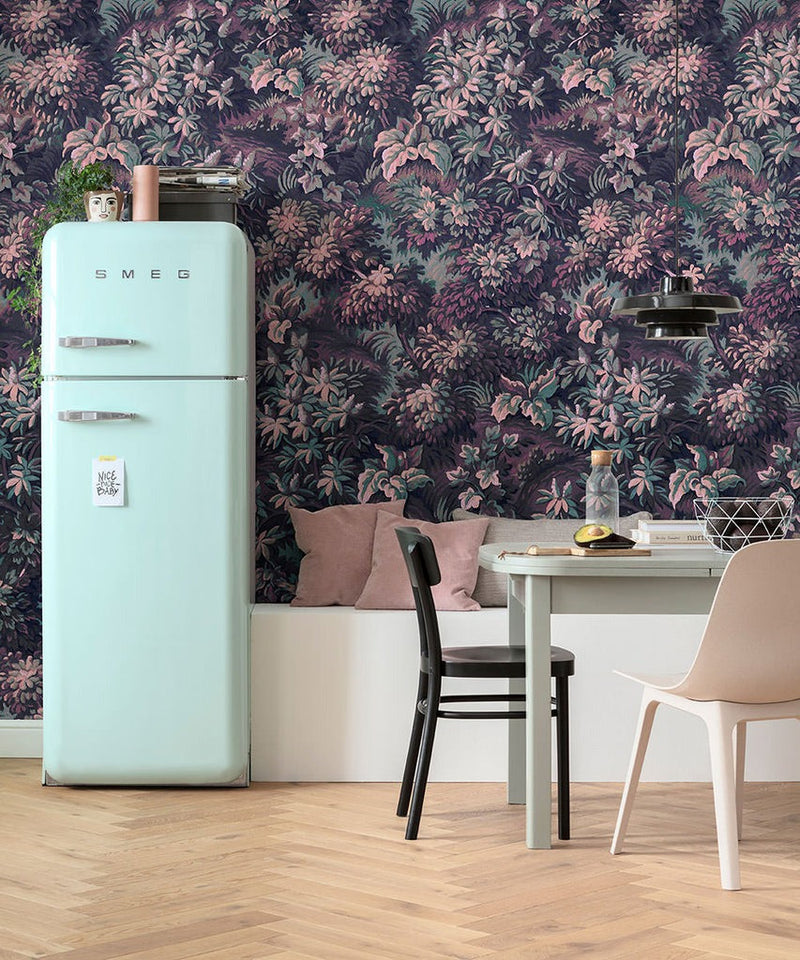 Verdant Grove - Midnight Pink - Custom Sized Wallpaper Mural (per m2)